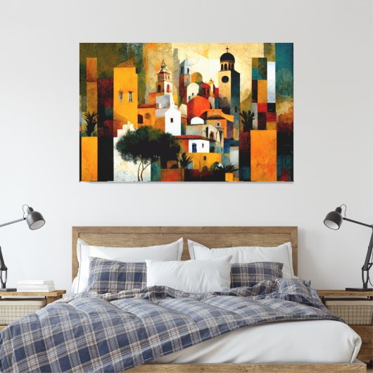 Spanje, Spaanse kunst, Barcelona, Abstract, modern Canvas Afdruk (Insitu (Slaapkamer))