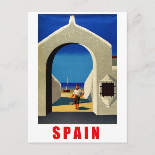 Spanje, Spaanse kust, visser die naar het dorp kom Briefkaart (Voorkant)