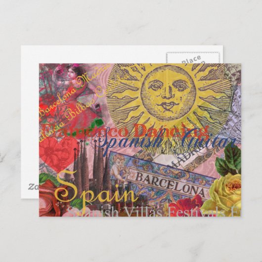 Spanje Sunshine Spaanse Reiskunst Briefkaart (Voorkant / Achterkant)
