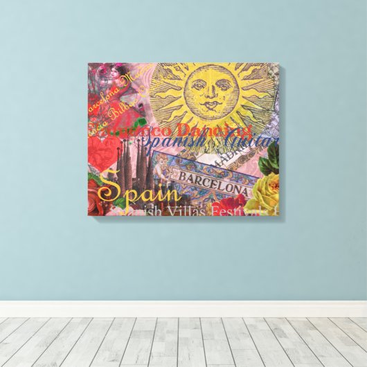 Spanje Sunshine Spaanse Reiskunst Canvas Afdruk (Insitu (Houten vloer))