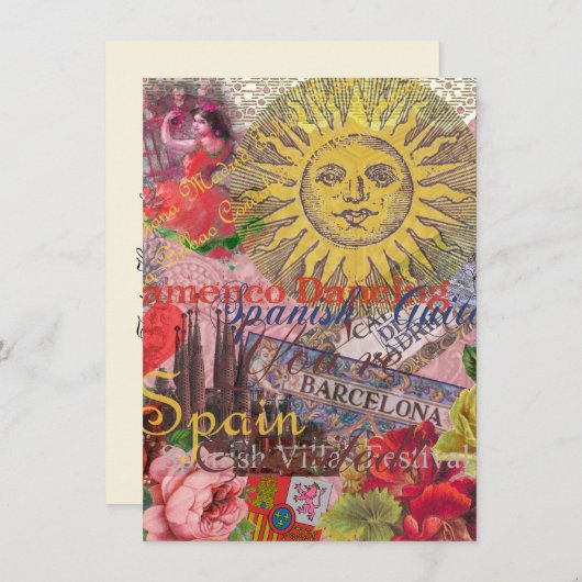 Spanje Sunshine Spaanse Reiskunst Kaart (Voorkant / Achterkant)