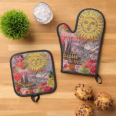 Spanje Sunshine Spaanse Reiskunst Ovenwant & Pannenlap Set (Top down)