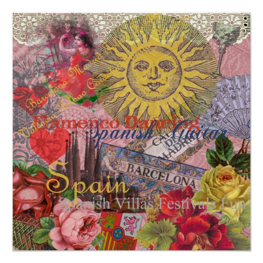 Spanje Sunshine Spaanse Reiskunst Poster (Voorkant)