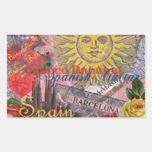 Spanje Sunshine Spaanse Reiskunst Rechthoekige Sticker (Voorkant)