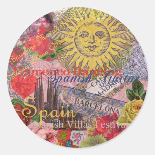 Spanje Sunshine Spaanse Reiskunst Ronde Sticker (Voorkant)