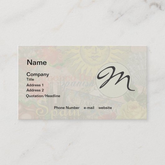 Spanje Sunshine Spaanse Reiskunst Visitekaartje (Voorkant)