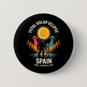 Spanje Totale Zonsverduistering 2026 Bigfoot Alien Ronde Button 5,7 Cm