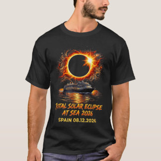 Spanje Totale Zonsverduistering 2026 Op Zee Cruise T-shirt