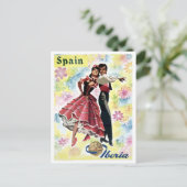 Spanje, traditioneel dansende koppel, oud reizen briefkaart (Staand voorkant)