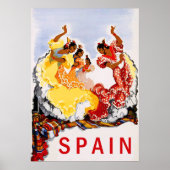 Spanje, traditionele dans, vrouw, oud reizen poster (Voorkant)