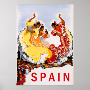 Spanje, traditionele dans, vrouw, oud reizen poster