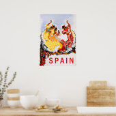 Spanje, traditionele dans, vrouw, oud reizen poster (Keuken)