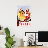 Spanje, traditionele dans, vrouw, vintage reis poster (Thuiskantoor)