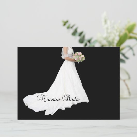 spanje : uitnodiging wit bridal jurk op spanje (Staand voorkant)