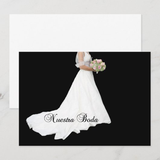 spanje : uitnodiging wit bridal jurk op spanje (Voorkant / Achterkant)