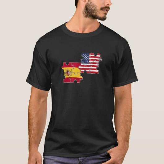 Spanje USA Love Roots Spaanse Amerikaanse vlag T-shirt (Voorkant)