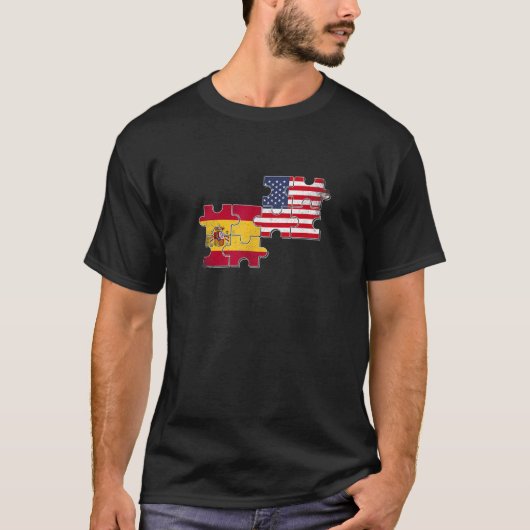 Spanje USA Vlag Amerikaans Spaans T Shirt (Voorkant)