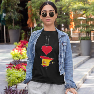 Spanje Verticaal I houdt van Spaanse vlagplatenmav T-shirt