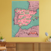 Spanje Vintage oude kaart Canvas Afdruk (Insitu (Woonkamer))