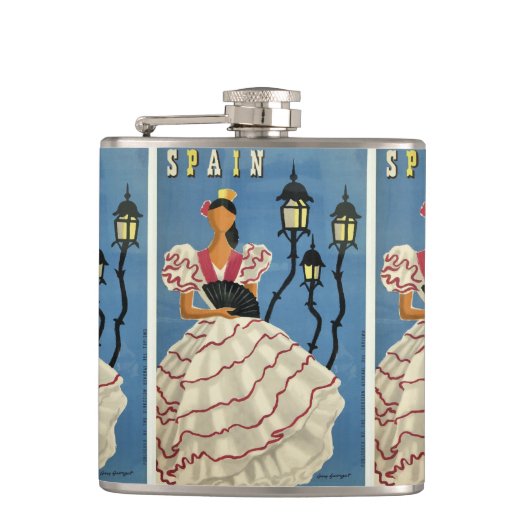 SPANJE Vintage Reiskolf Heupfles (Voorkant)