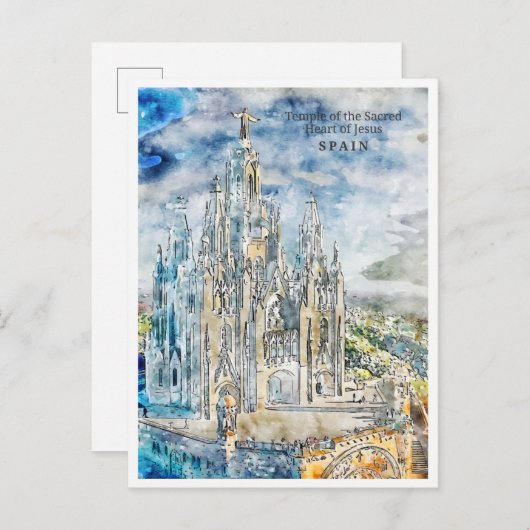 Spanje vintage reizen waterverf briefkaart (Voorkant / Achterkant)