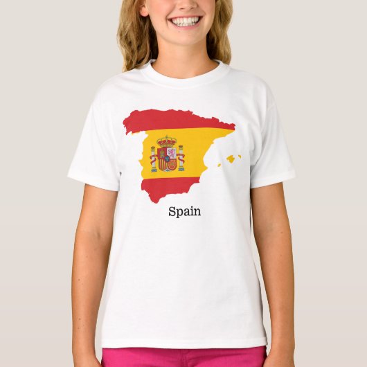 Spanje Vlag binnen kaart Souvenir Design T-shirt (Voorkant)