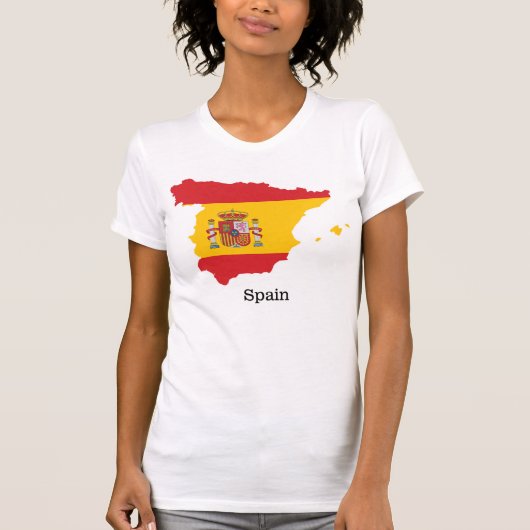Spanje Vlag binnen kaart Souvenir Design T-shirt (Voorkant)