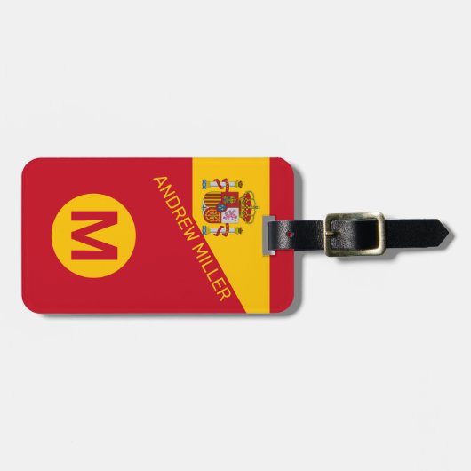 Spanje Vlag Gepersonaliseerde moderne reisbagage Bagagelabel (Voorkant horizontaal)
