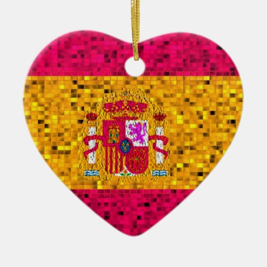 Spanje Vlag glitter-sierplant Keramisch Ornament (Voorkant)