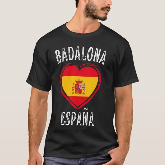 Spanje Vlag Hart Badalona Stad T-shirt (Voorkant)