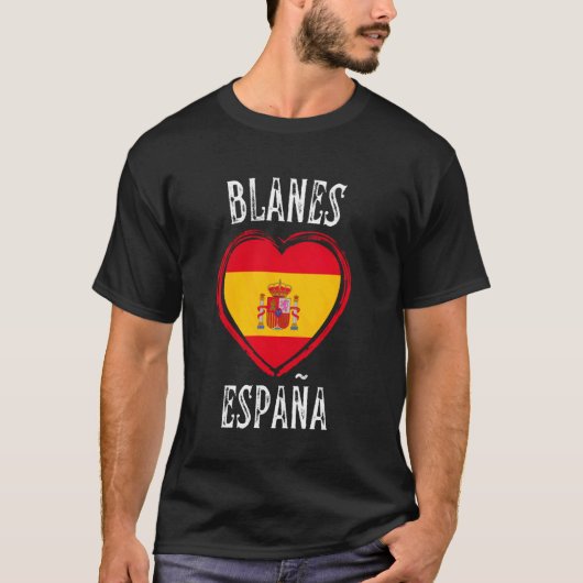 Spanje Vlag Hart Blanes Stad T-shirt (Voorkant)