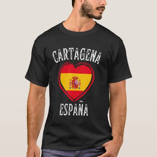 Spanje Vlag Hart Cartagena Stad T-shirt (Voorkant)