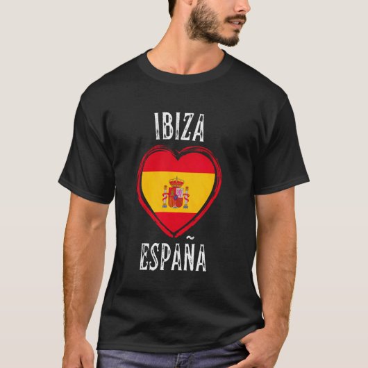 Spanje Vlag Hart Ibiza Stad T-shirt (Voorkant)