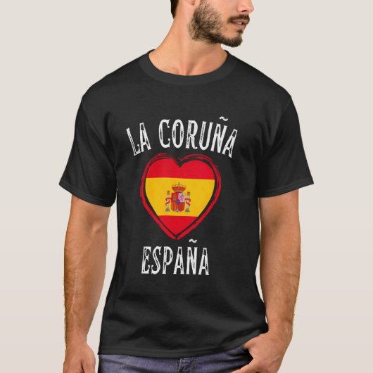 Spanje Vlag Hart La Coruña Stad T-shirt (Voorkant)