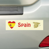 Spanje Vlag Hart + Landkaart Bumpersticker (Op auto)