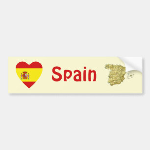 Spanje Vlag Hart + Landkaart Bumpersticker