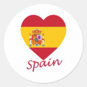 Spanje Vlag Hart Ronde Sticker (Voorkant)
