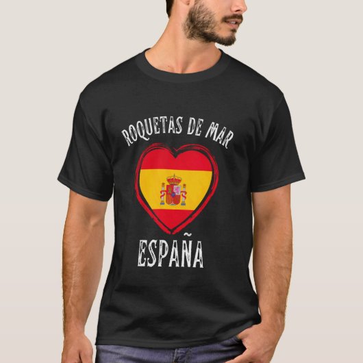Spanje Vlag Hart Roquetas De Mar Stad T-shirt (Voorkant)