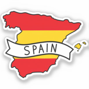 Spanje Vlag Kaart Patriottische Spaanse Trots WK Sticker