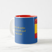 SPANJE VLAG KAART Schrift Gepersonaliseerd BLAUW Tweekleurige Koffiemok (Voorkant links)