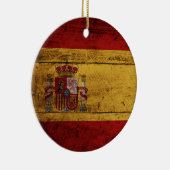 Spanje vlag op oude houten graan keramisch ornament (Rechts)