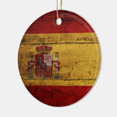 Spanje vlag op oude houten graan keramisch ornament (Links)
