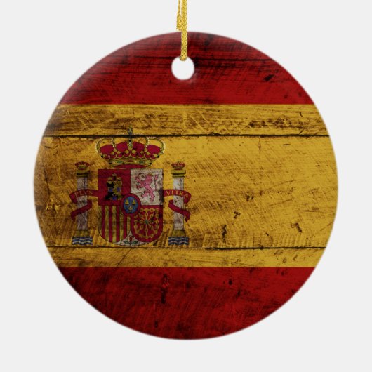 Spanje vlag op oude houten graan keramisch ornament (Achterkant)
