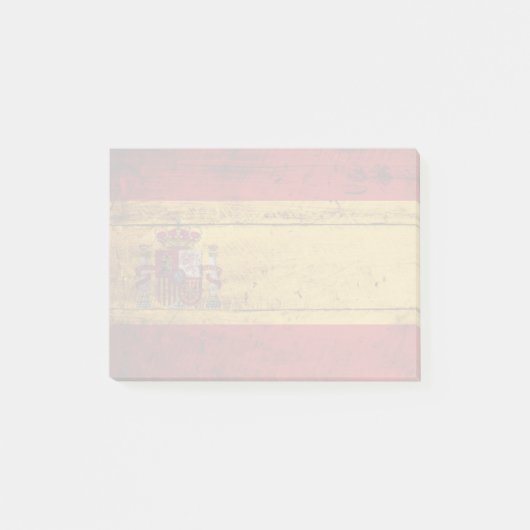 Spanje vlag op oude houten graan post-it® notes (Voorkant)
