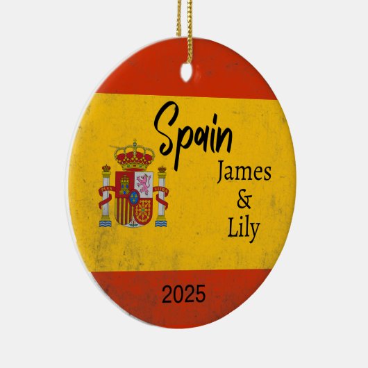 Spanje Vlag Ornament, gepersonaliseerd Spanje Keramisch Ornament (Rechts)