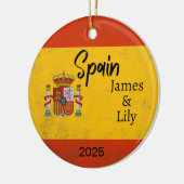 Spanje Vlag Ornament, gepersonaliseerd Spanje Keramisch Ornament (Links)