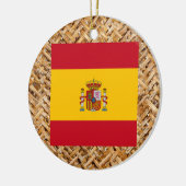 Spanje vlag over textielstof keramisch ornament (Links)