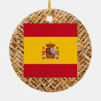 Spanje vlag over textielstof keramisch ornament