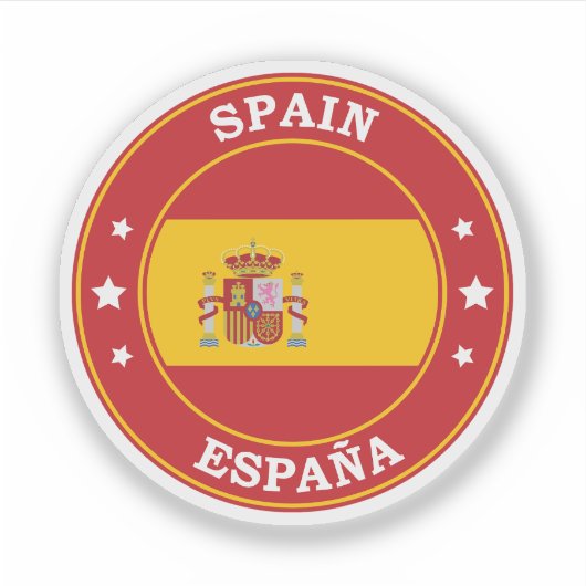 Spanje Vlag Ronde Cirkel Embleem Sticker (Voorkant)