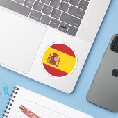 Spanje Vlag Ronde Sticker (Laptop met iPhone)